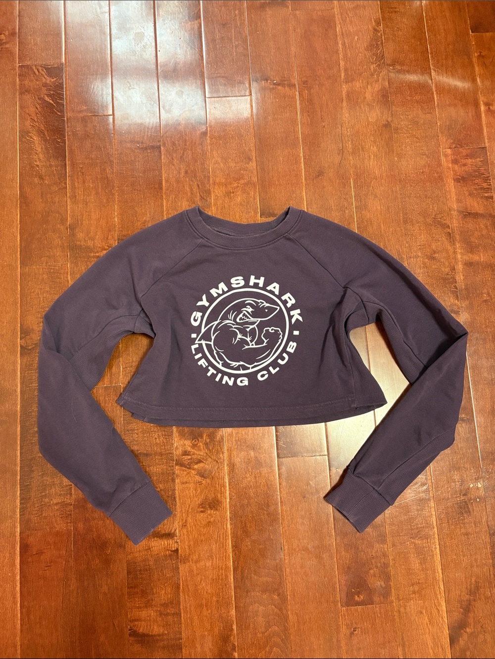 Gymshark Dark Purple Cropped Lifting Club Sweatshirt Size Small